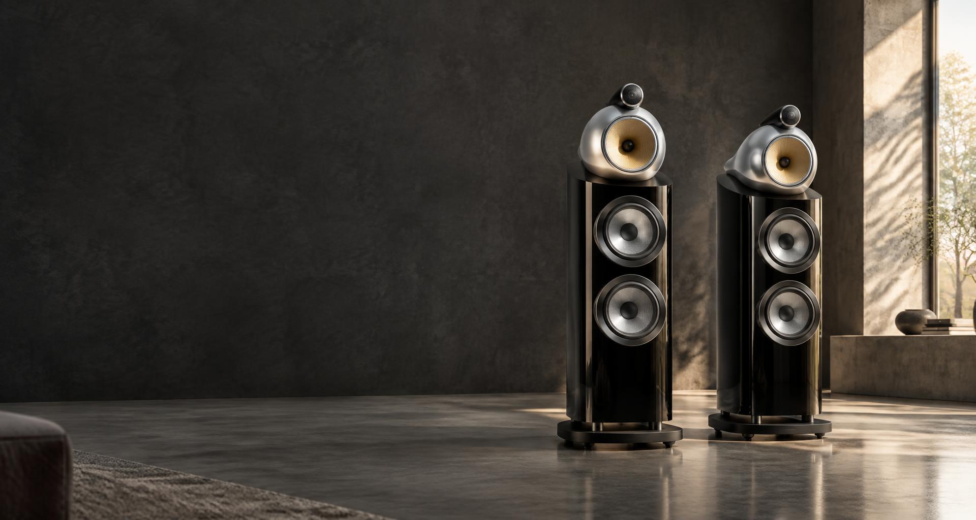 Flagship floorstanding speakers in a refined listening room